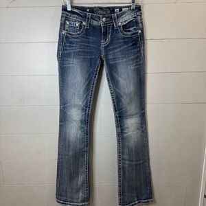 Miss Me Women's Boot Cut Jeans - Faded Medium Blue Wash